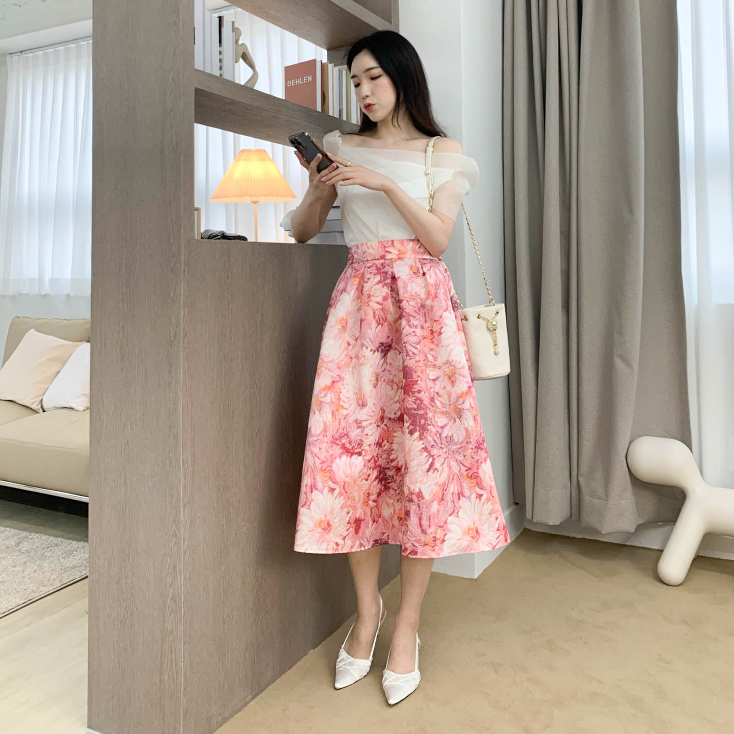 트위드 진주 비즈 새틴 스틸레토 슬링백 힐 (2col) / 7cm, 225mm-250mm 상세 이미지 26