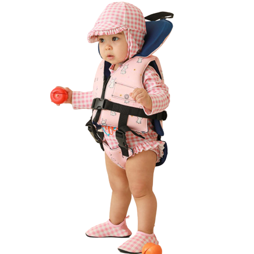 유아 아기 네오플랜 수영조끼 아동 부력보조복 후두부 보호 토끼 조끼