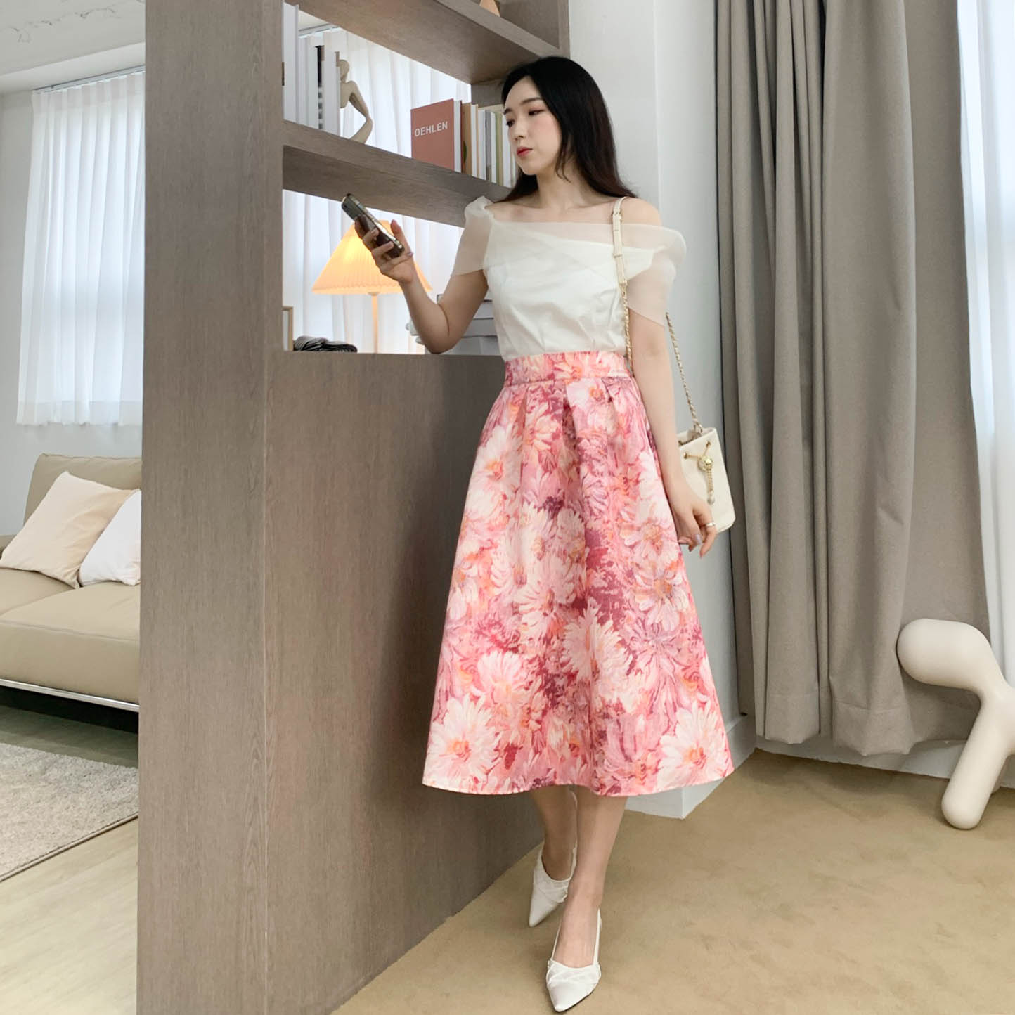트위드 진주 비즈 새틴 스틸레토 슬링백 힐 (2col) / 7cm, 225mm-250mm 상세 이미지 25