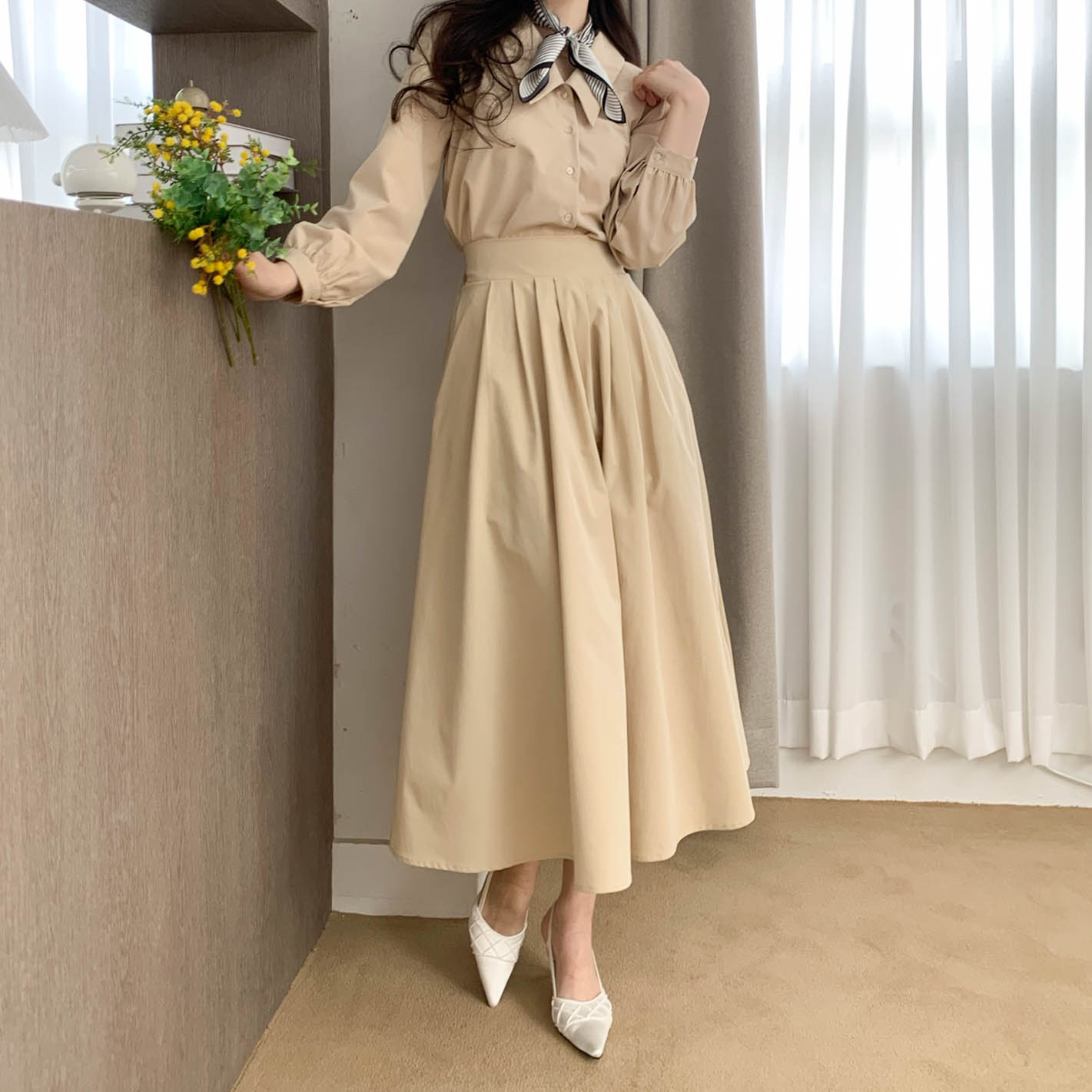 트위드 진주 비즈 새틴 스틸레토 슬링백 힐 (2col) / 7cm, 225mm-250mm 상세 이미지 34