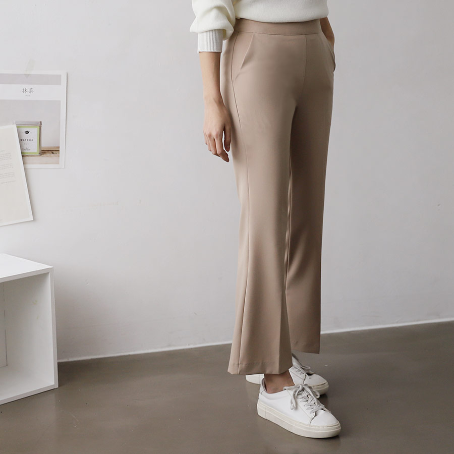 슬림핏 하이웨스트 스판 세미 부츠컷 여성슬랙스 밴딩바지 키작녀 정장팬츠 9부 밴딩 슬랙스 - 상세 이미지 5