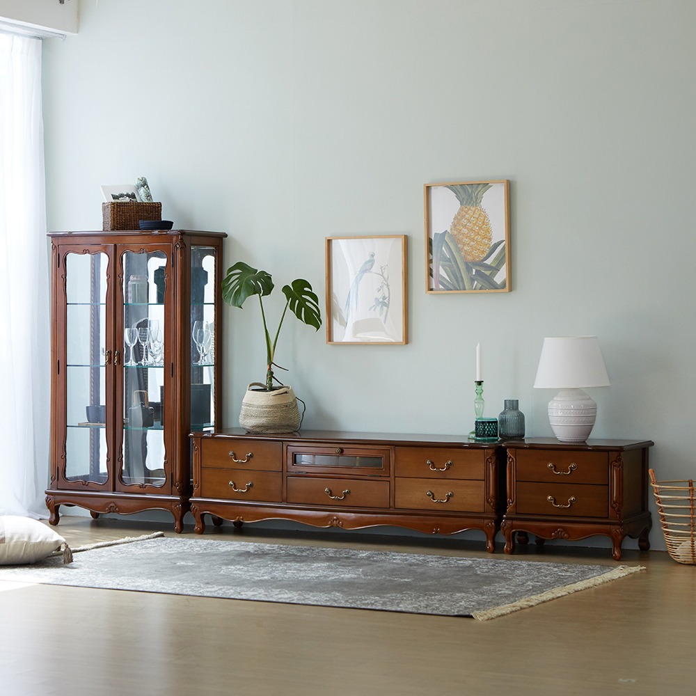 까사홈 벨라 엔틱 거실장 세트