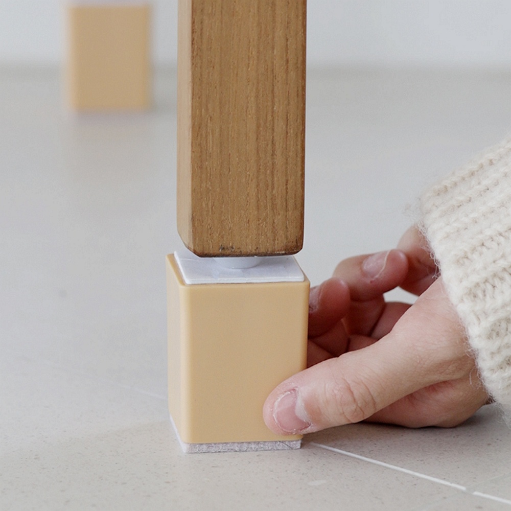 책상 높이조절발 테이블 다리 연장 식탁 가구 높이기 받침 발통 일체형 사각 4x5cm