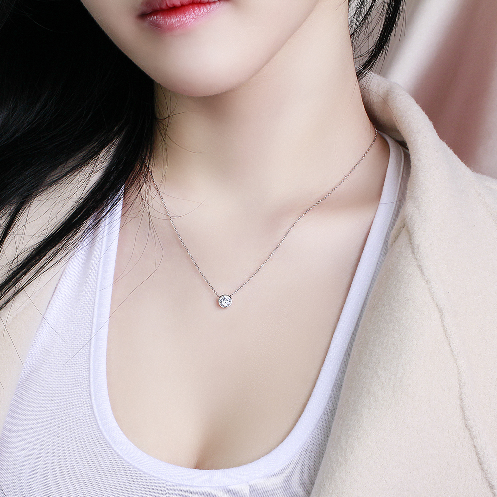 5부 다이아 목걸이 베젤 천연 현대 우신 데일리 프로포즈 결혼 웨딩 선물 이미지 8