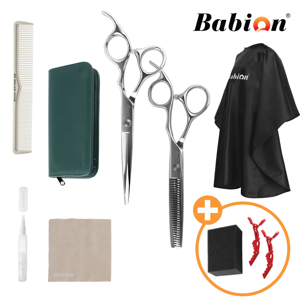 바비온 고급 Silky 미용 일자 숱 앞머리 셀프 빗 커트보 10종 세트 가위 15cm(6인치) 제품 이미지