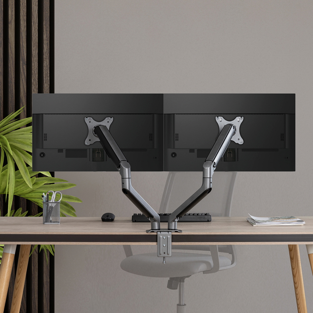 카멜마운트 듀얼 모니터암 거치대 AMA-2D 셀프밸런스 그레이색상