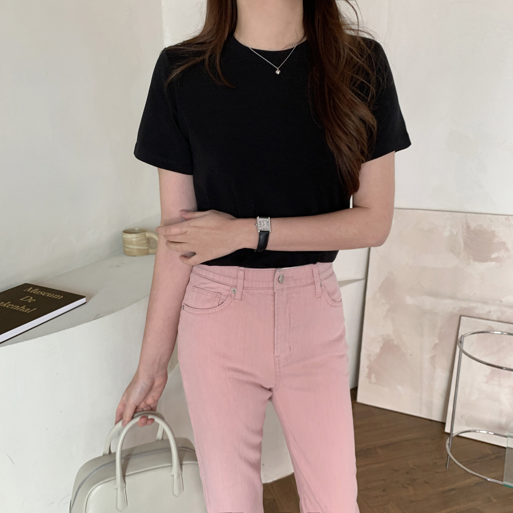 여름반팔티 여성반팔티 쫀득면티 스판티 레이어드이너티