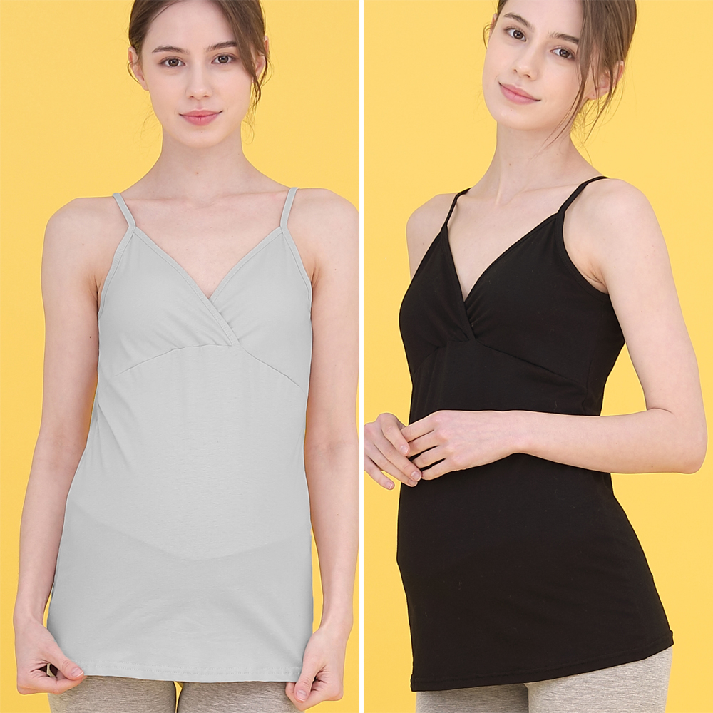 쁘띠마리에 면스판 캡내장 끈조절 수유나시 M,L,XL 3color 빅사이즈수유나시 - 상세 이미지 2
