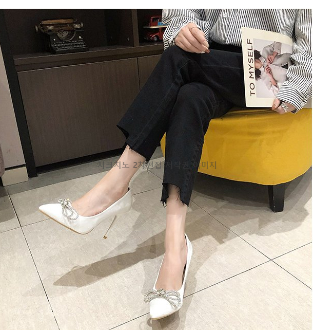 쥬리오 7,10cm 새틴 스틸레토 큐빅 하이힐 구두 2color 상세 이미지 19
