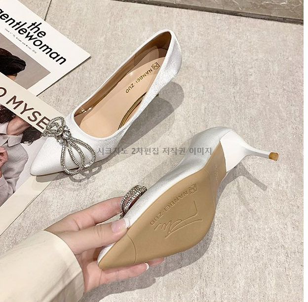 쥬리오 7,10cm 새틴 스틸레토 큐빅 하이힐 구두 2color 상세 이미지 24