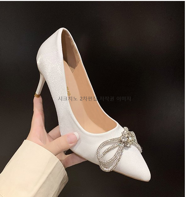 쥬리오 7,10cm 새틴 스틸레토 큐빅 하이힐 구두 2color 상세 이미지 23