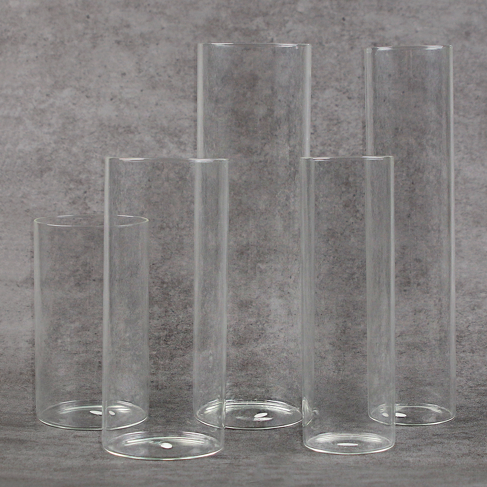 대형 유리화병 꽃병 원형 실린더 인테리어 오브제 긴 수경재배화병 특대형L