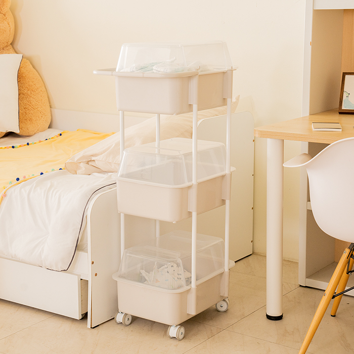 뉴코코맘 2세대 기저귀정리함 3단 캡2 아기트롤리 신생아 보관함