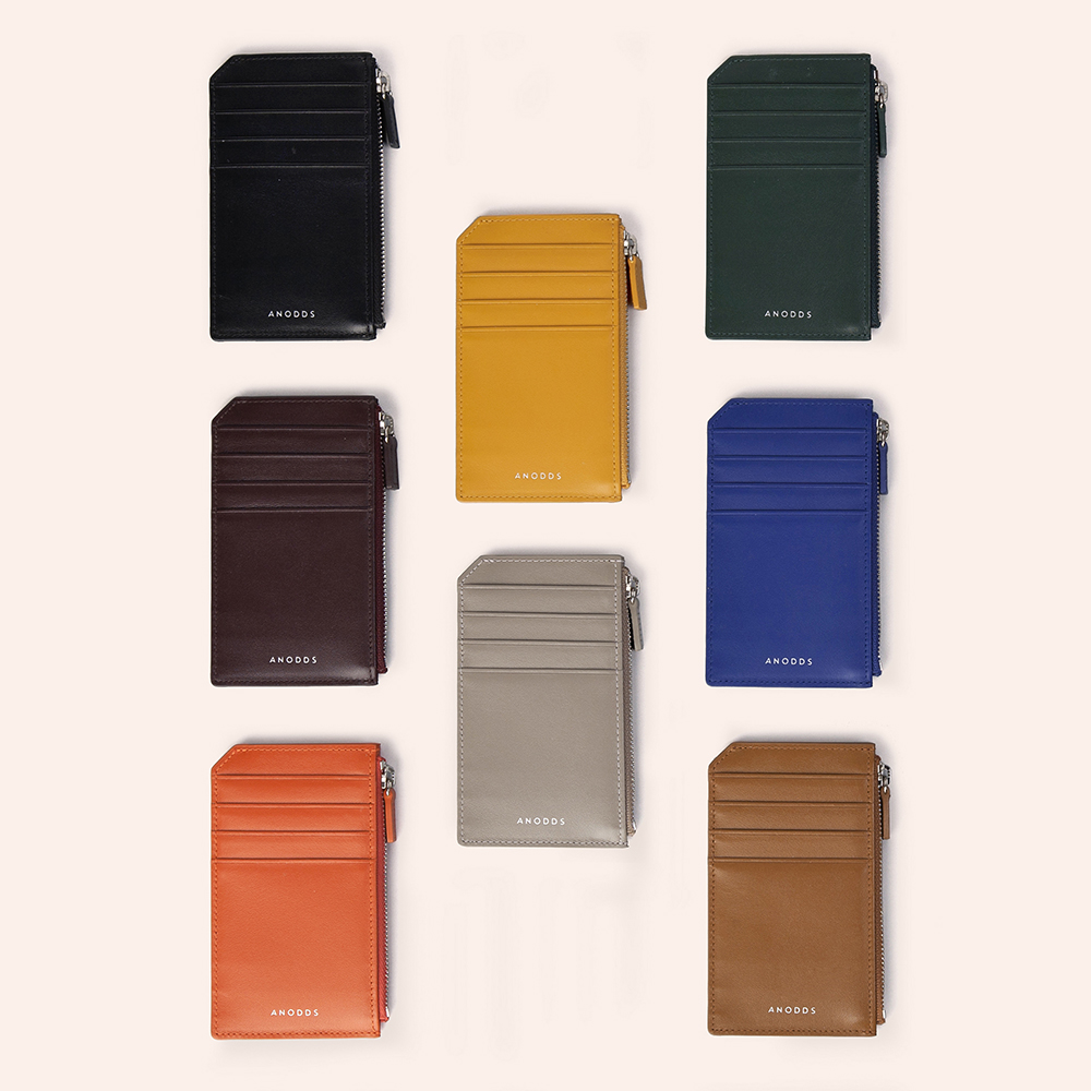 [앤오즈] 플랫 지퍼 가죽지갑 8컬러