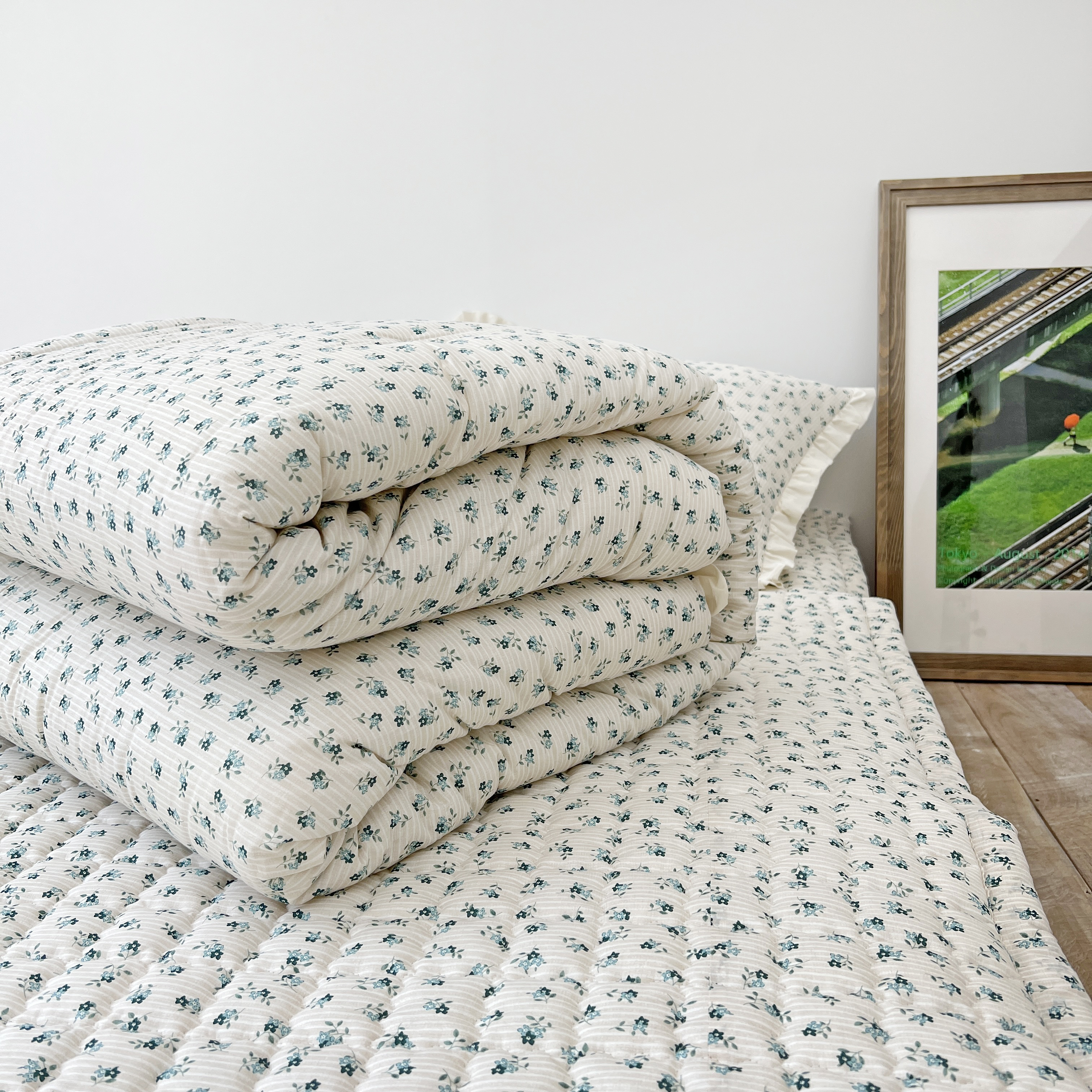 플라워 베일리 워싱 아사 순면 미끄럼방지 사계절 패드 S/SS