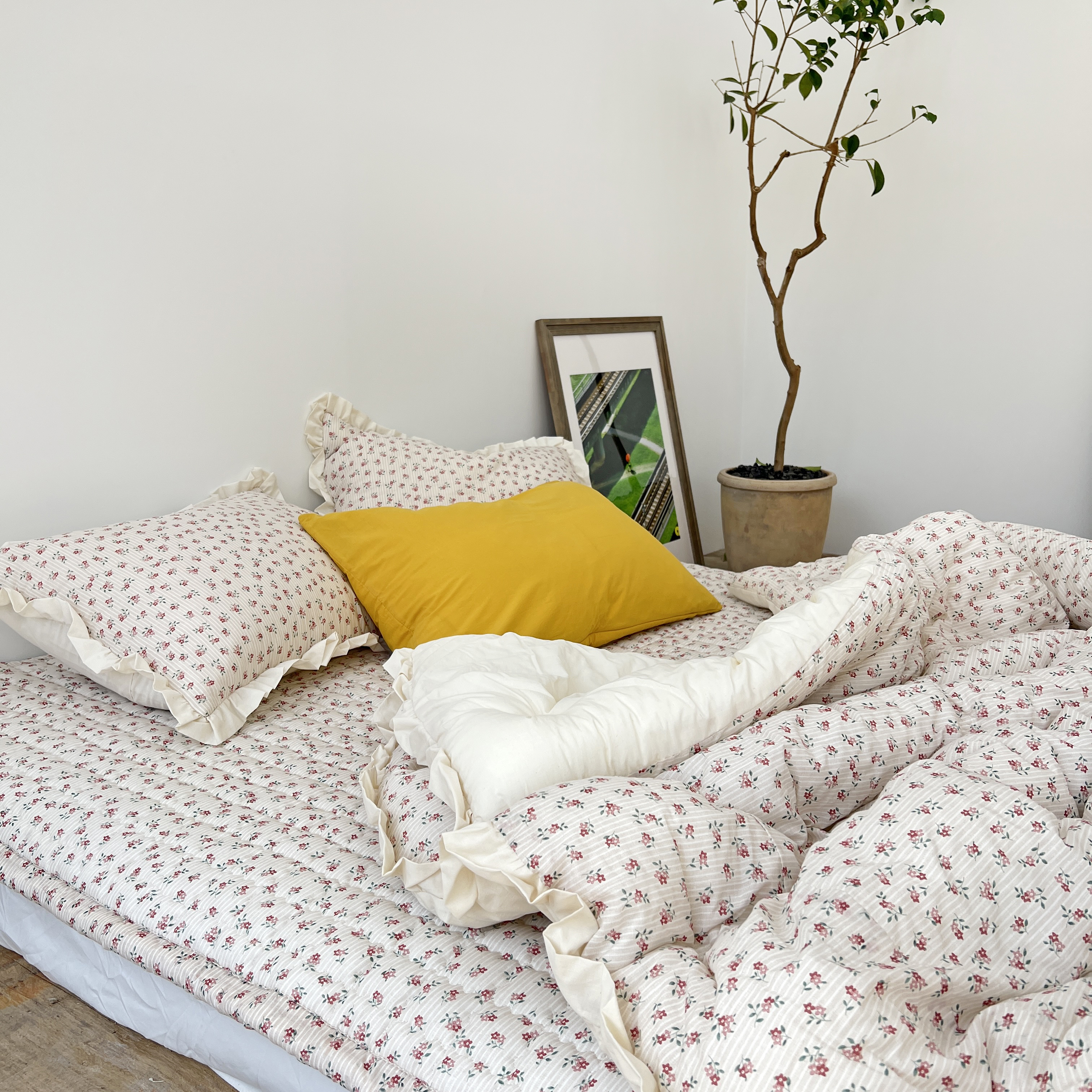 플라워 베일리 워싱 아사 순면 미끄럼방지 사계절 패드 S/SS