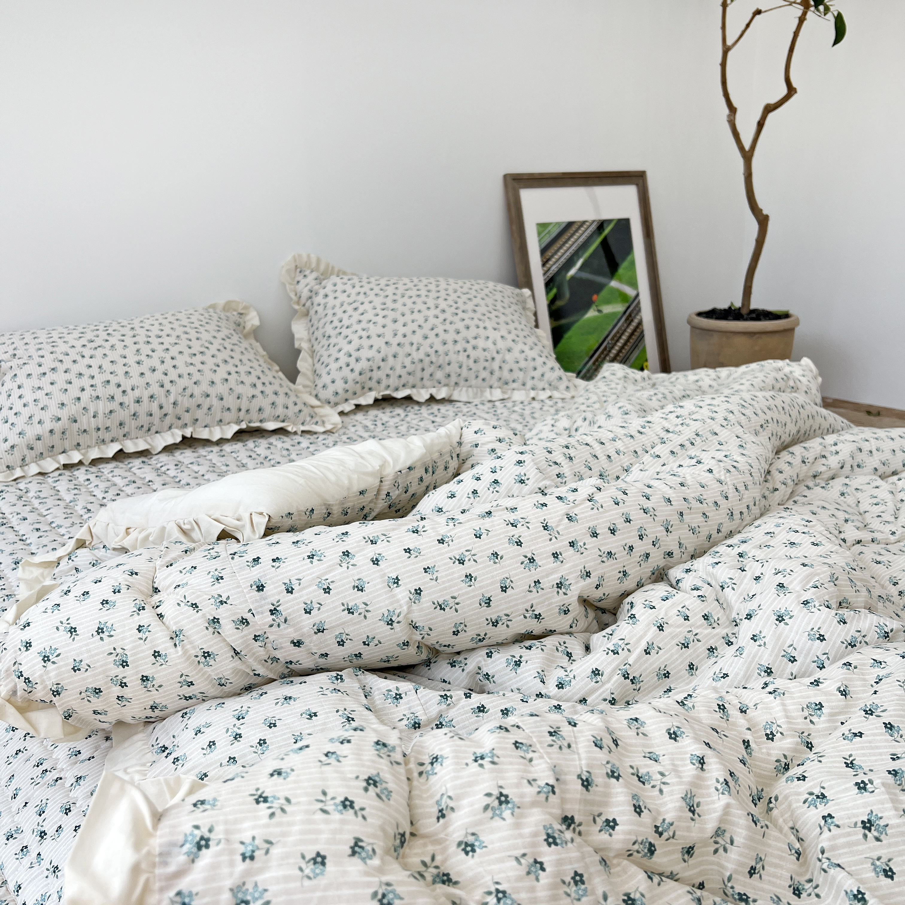 플라워 베일리 워싱 아사 순면 미끄럼방지 사계절 패드 S/SS