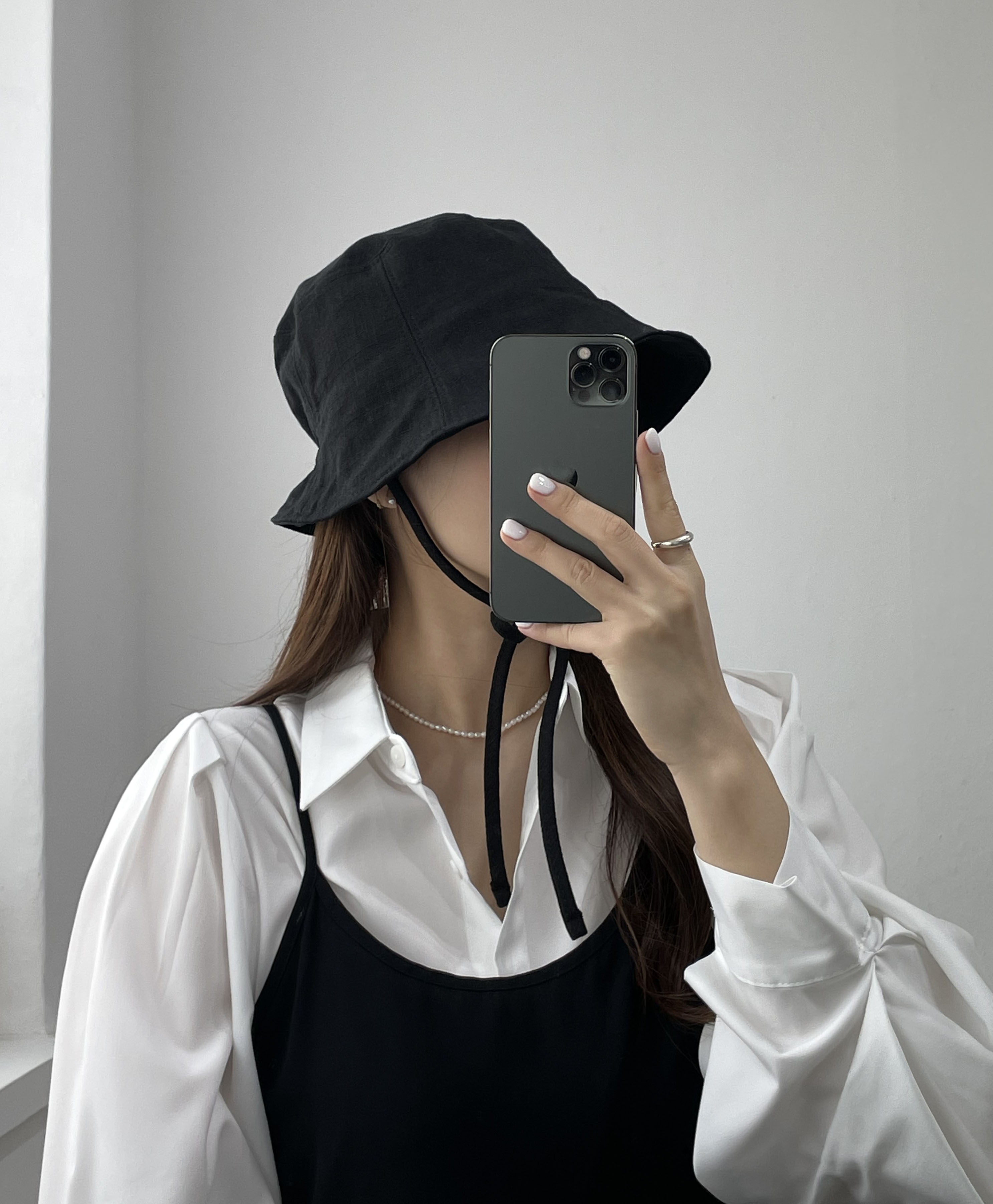 봄 여름 린넨 밴딩 숏챙 턱 끈 여성 보넷 벙거지 모자 버킷햇 상세 이미지 11