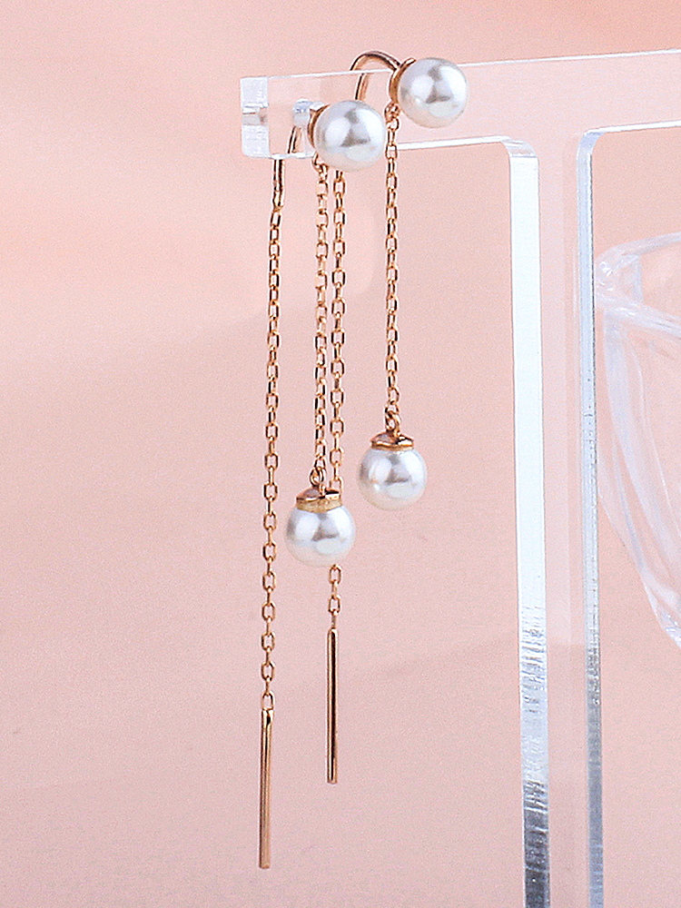 더블 핵 진주 롱 드롭 귀걸이 5미리 탄생석 여자 친구 선물 생일 30대