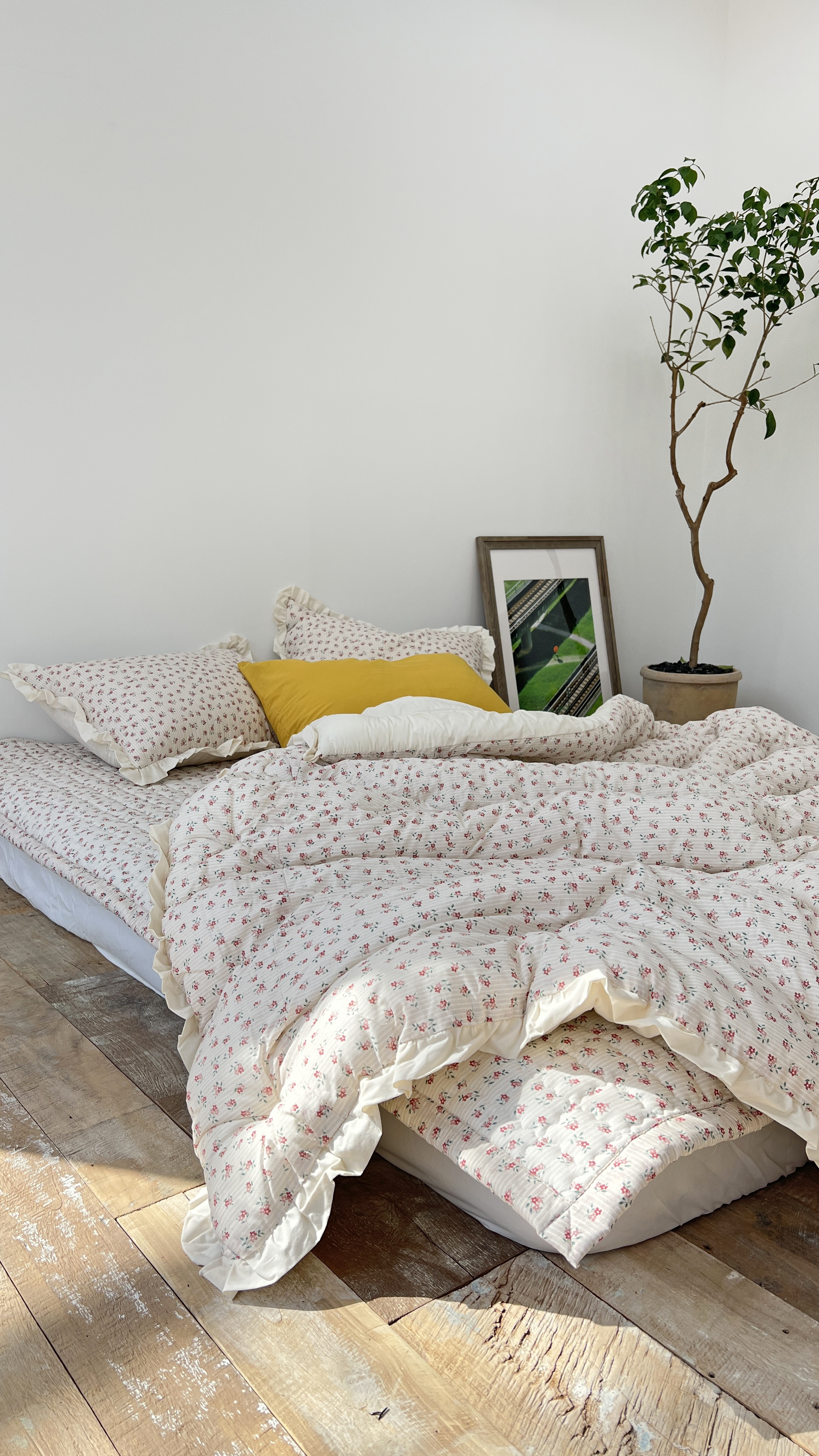 플라워 베일리 워싱 60수 아사 순면 옥수수솜 사계절 프릴 차렵 이불 S/SS