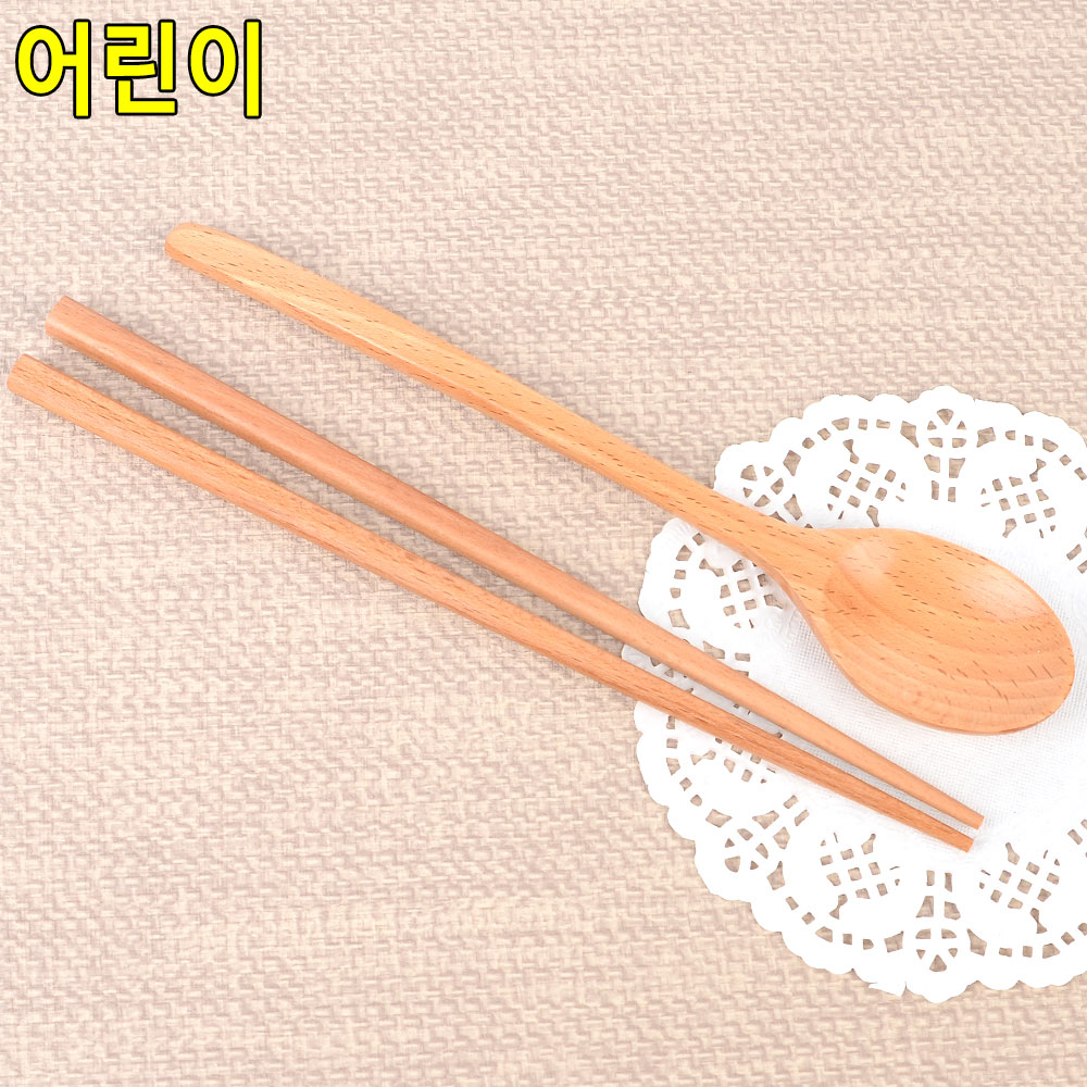 어린이수저세트 옻칠수저세트 초등학생 너도밤나무 - 상세 이미지 2
