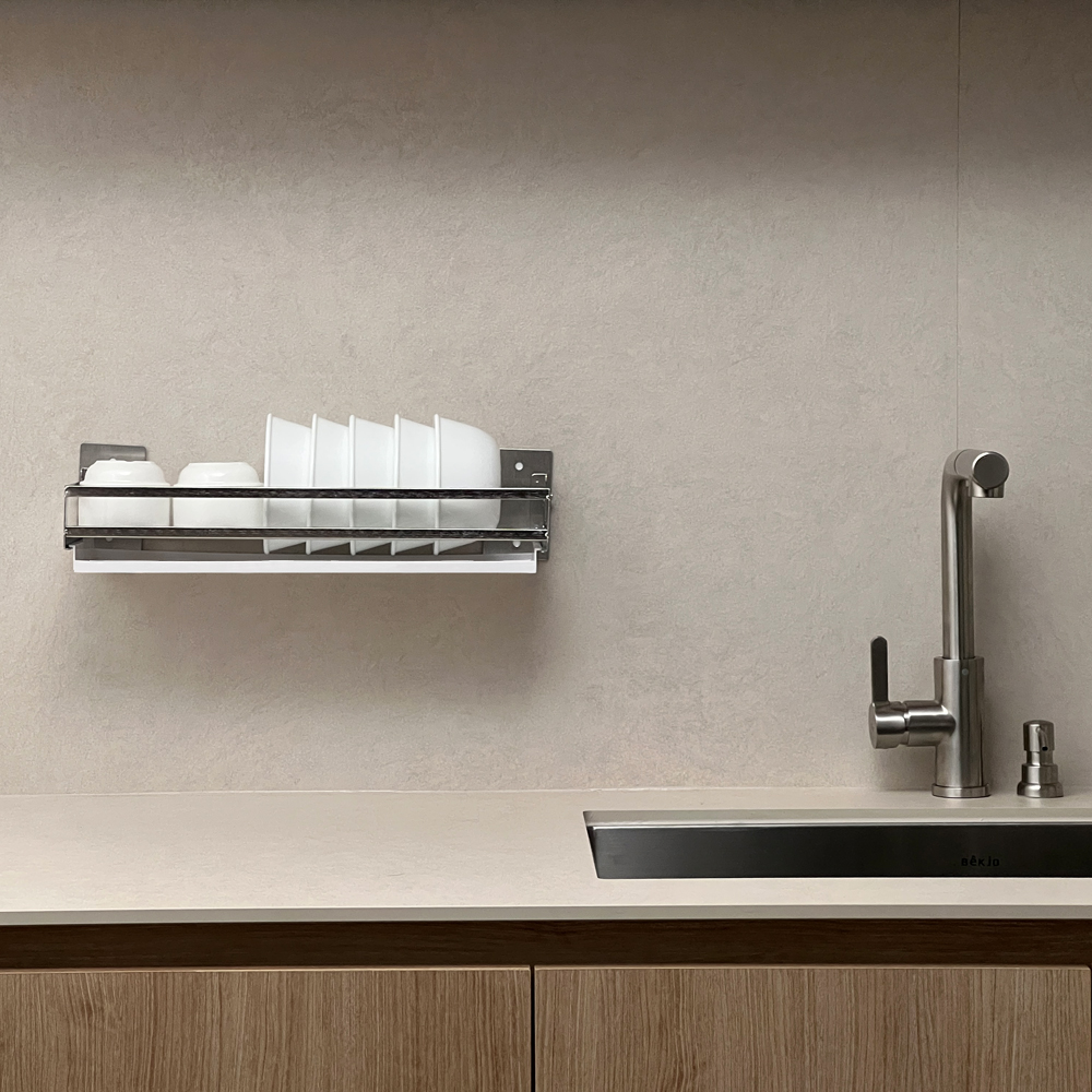 304 스텐 무타공 부착식 식기건조대 부착형 싱크대 미니 그릇 설거지 건조대