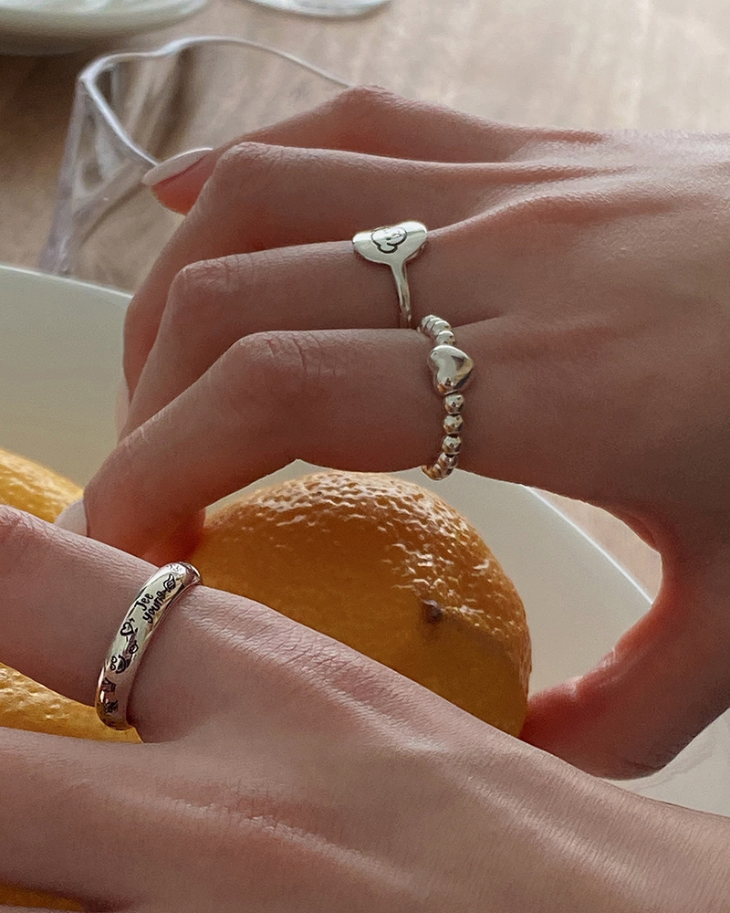 통통이 하트 버블볼 실버링 은볼 우정 커플반지 - 상세 이미지 3