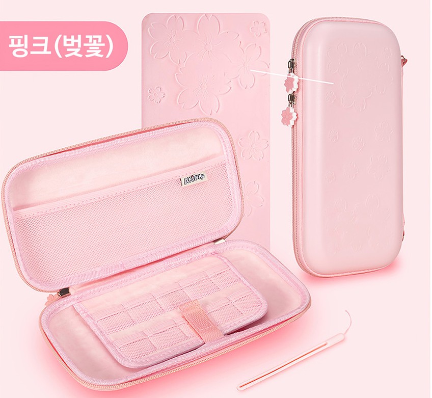 닌텐도 스위치 케이스 파우치 가방 악세사리 벗꽃 OLED호환 V96 - 상품 이미지