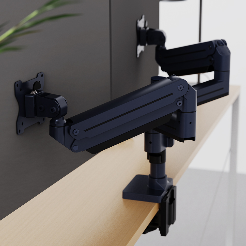 마운트뷰 프리미엄 고중량 듀얼 대형 모니터암 최대 60인치 각각 20kg거치 가능