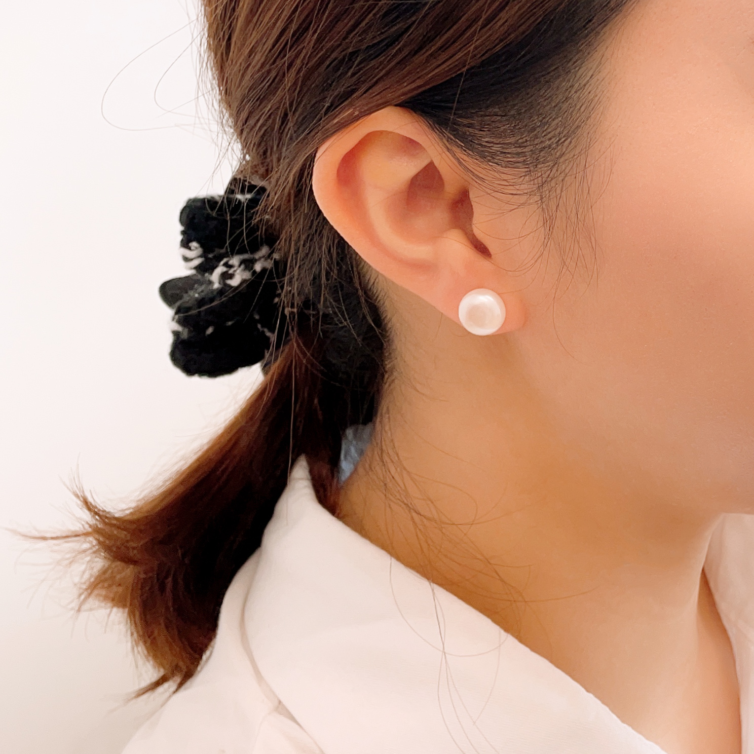 실버 925 심플 클래식 천연 담수 진주 은침 귀찌 귀걸이