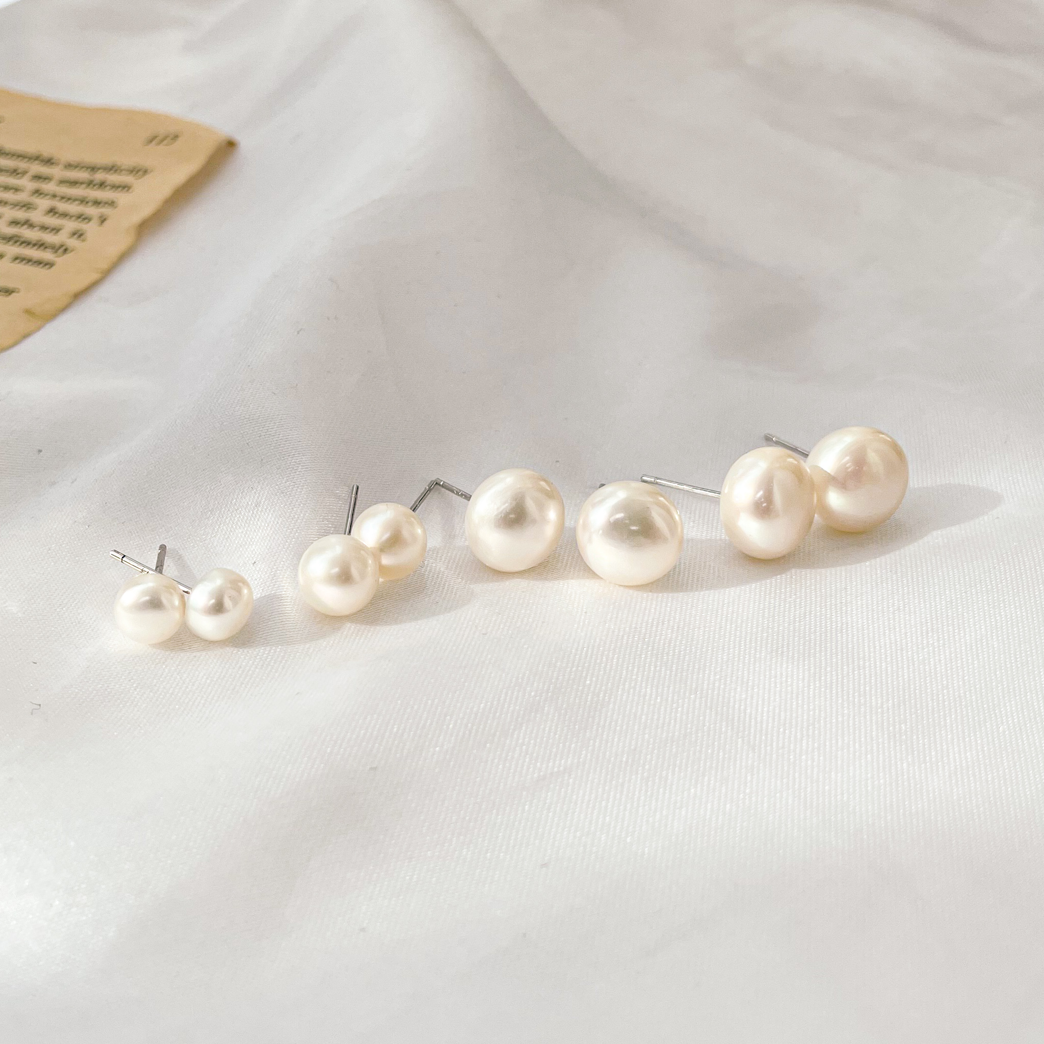 실버 925 심플 클래식 천연 담수 진주 은침 귀찌 귀걸이