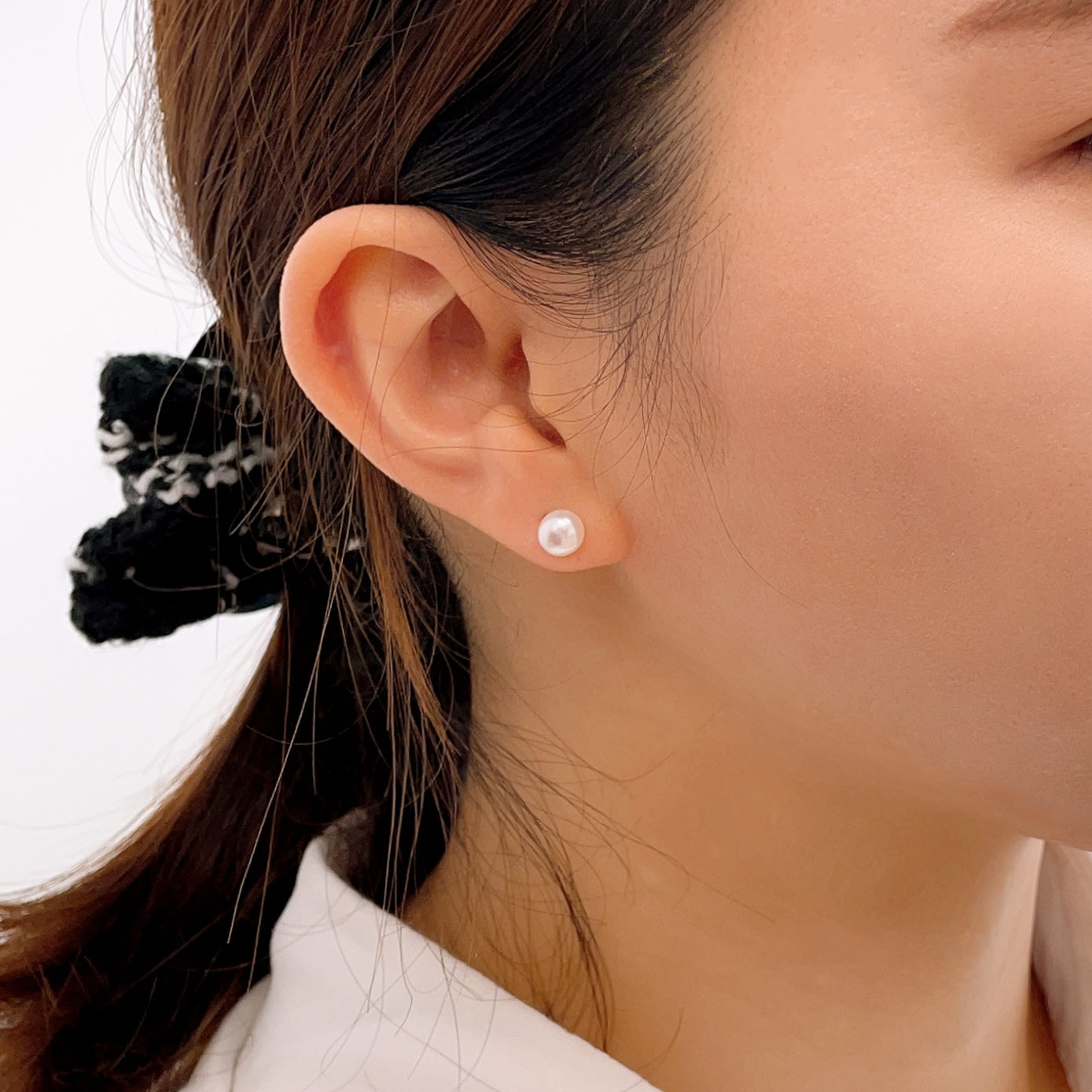 실버 925 심플 클래식 천연 담수 진주 은침 귀찌 귀걸이