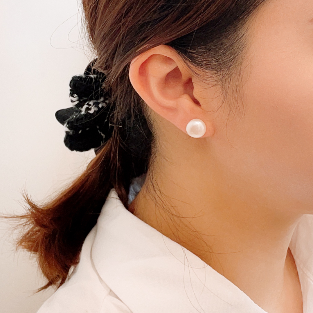 실버 925 심플 클래식 천연 담수 진주 은침 귀찌 귀걸이