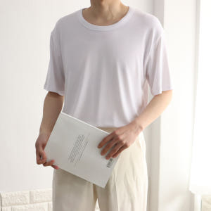 남자오버핏반팔티 오버핏 레이어드 실켓 유넥반팔티셔츠 착용 후기 | 사이즈/핏 총정리 - 상품 이미지 3