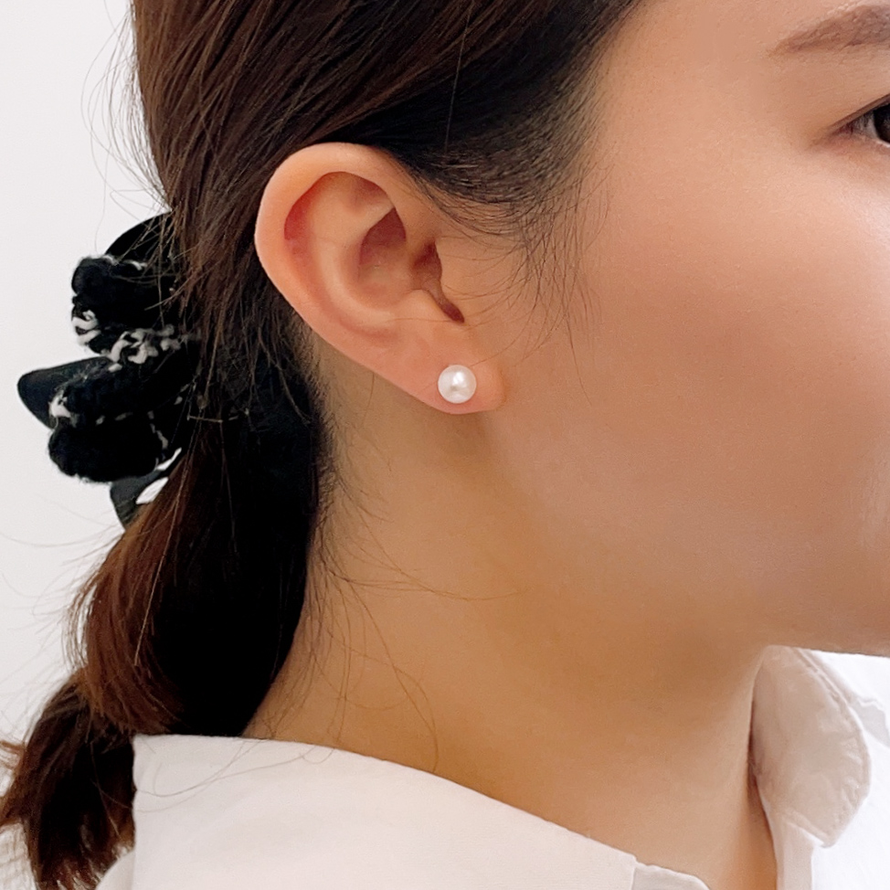 실버 925 심플 클래식 천연 담수 진주 은침 귀찌 귀걸이