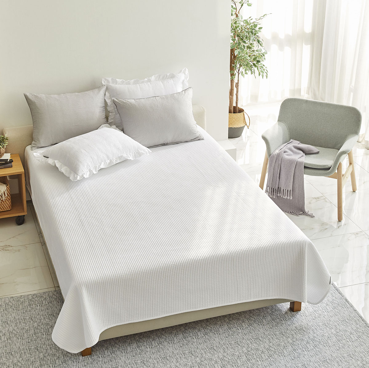 패밀리침대패드 알러지케어 워싱 줄누빔 이불패드 스프레드 150x210