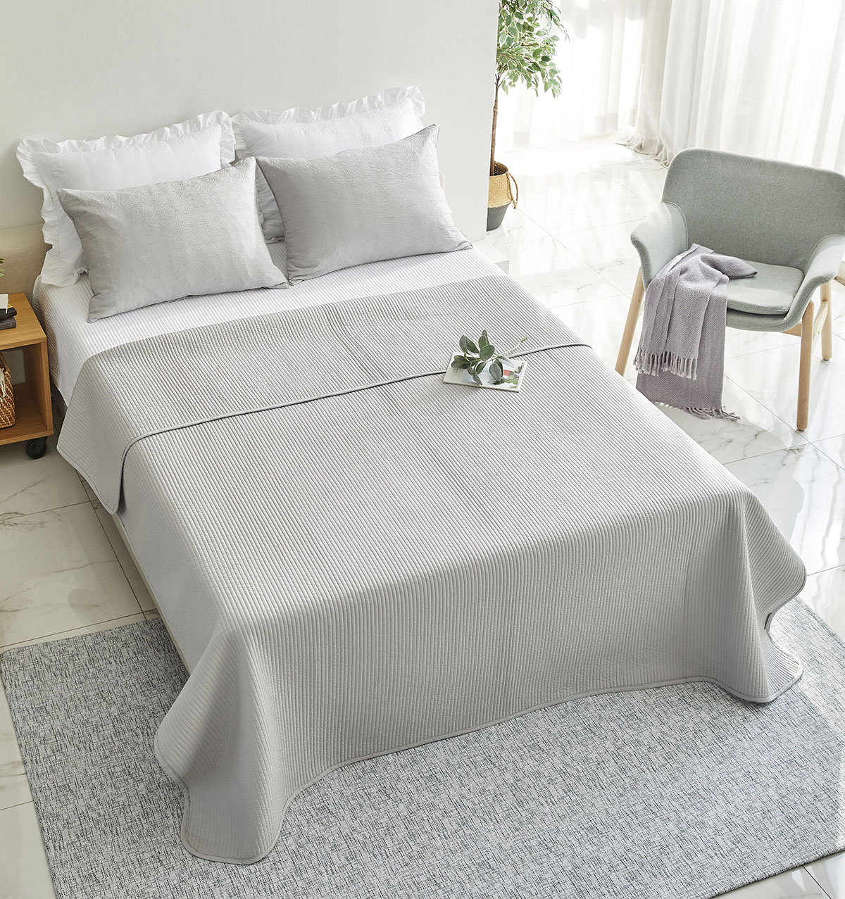 패밀리침대패드 알러지케어 워싱 줄누빔 이불패드 스프레드 150x210