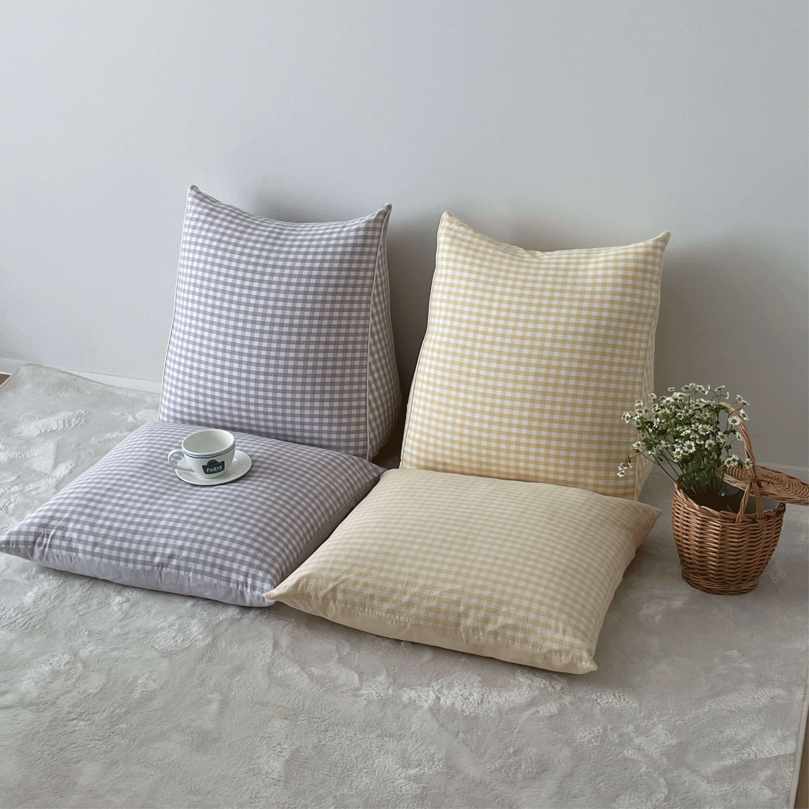 집앤콕 삼각 등받이쿠션 침대 쇼파 허리 중형 등쿠션 ML 코튼베이지