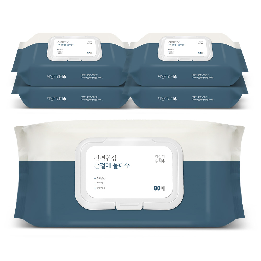 [당일출고] 베이킹소다 손걸레 청소 물티슈 캡형 살균 세정 티슈 80매, 5팩