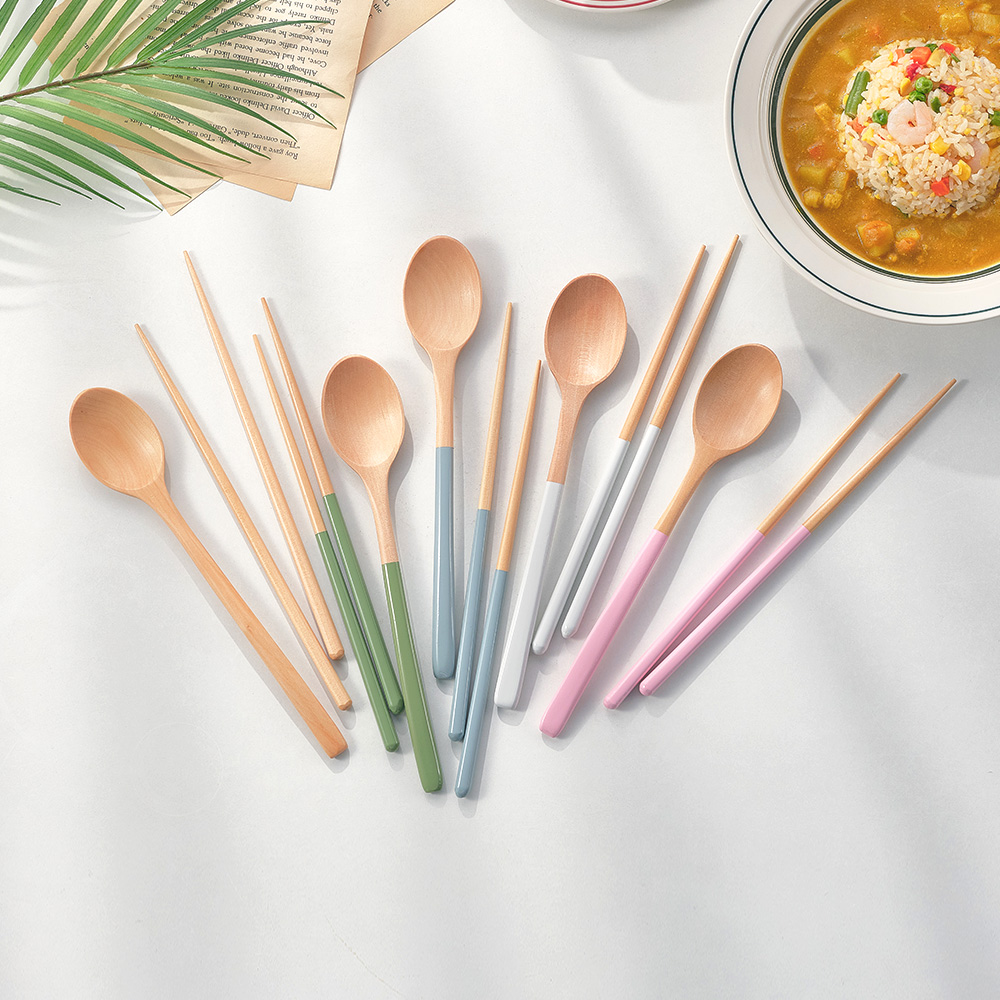 한식 가족 원목 예쁜 숟가락 젓가락 우드 나무 수저세트