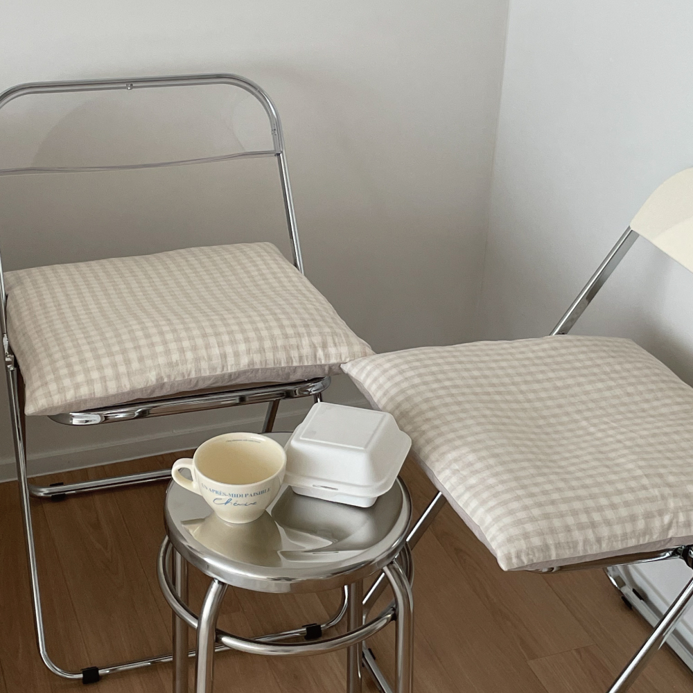 집앤콕 방석 사무실 식탁 의자방석 체크 두꺼운 대형 108배 절방석 40x40