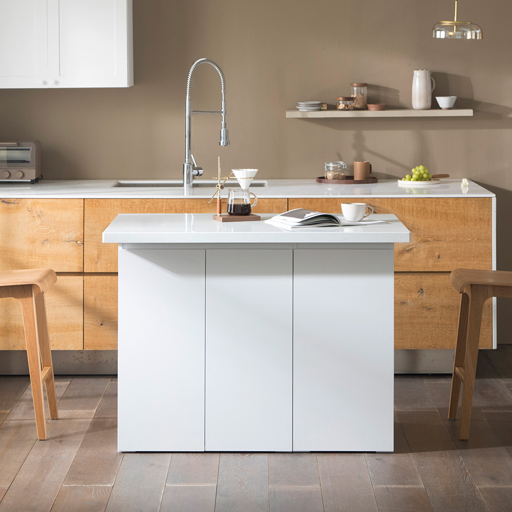 장인가구 리들리 케이 인조대리석 조리대 아일랜드 식탁 1200 수납형