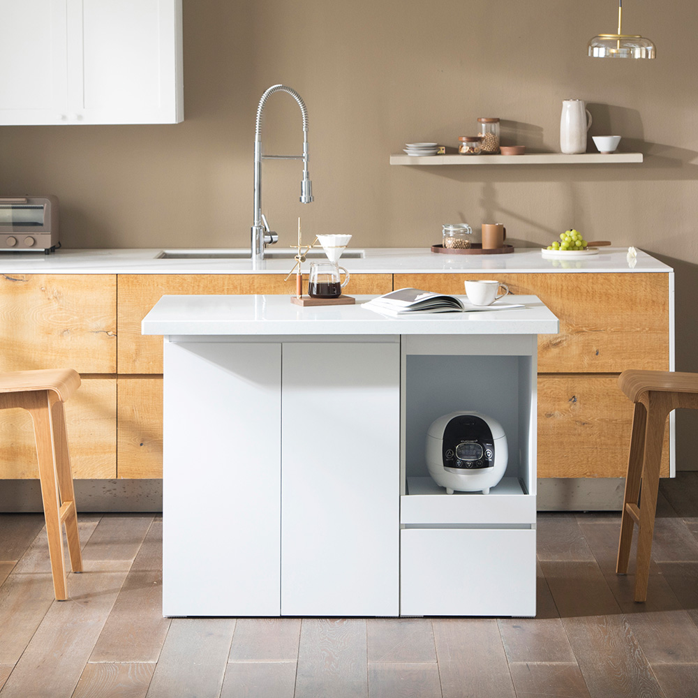 장인가구 리들리 케이 인조대리석 조리대 아일랜드 식탁 1200 밥솥형