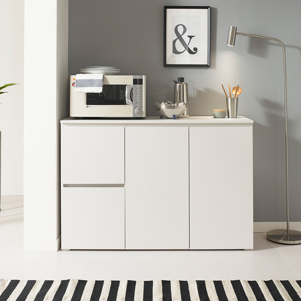 오르세 주방서랍장 1200 (화이트) 홈카페 맘마존 틈새 보조 수납장 커피머신 분유 선반