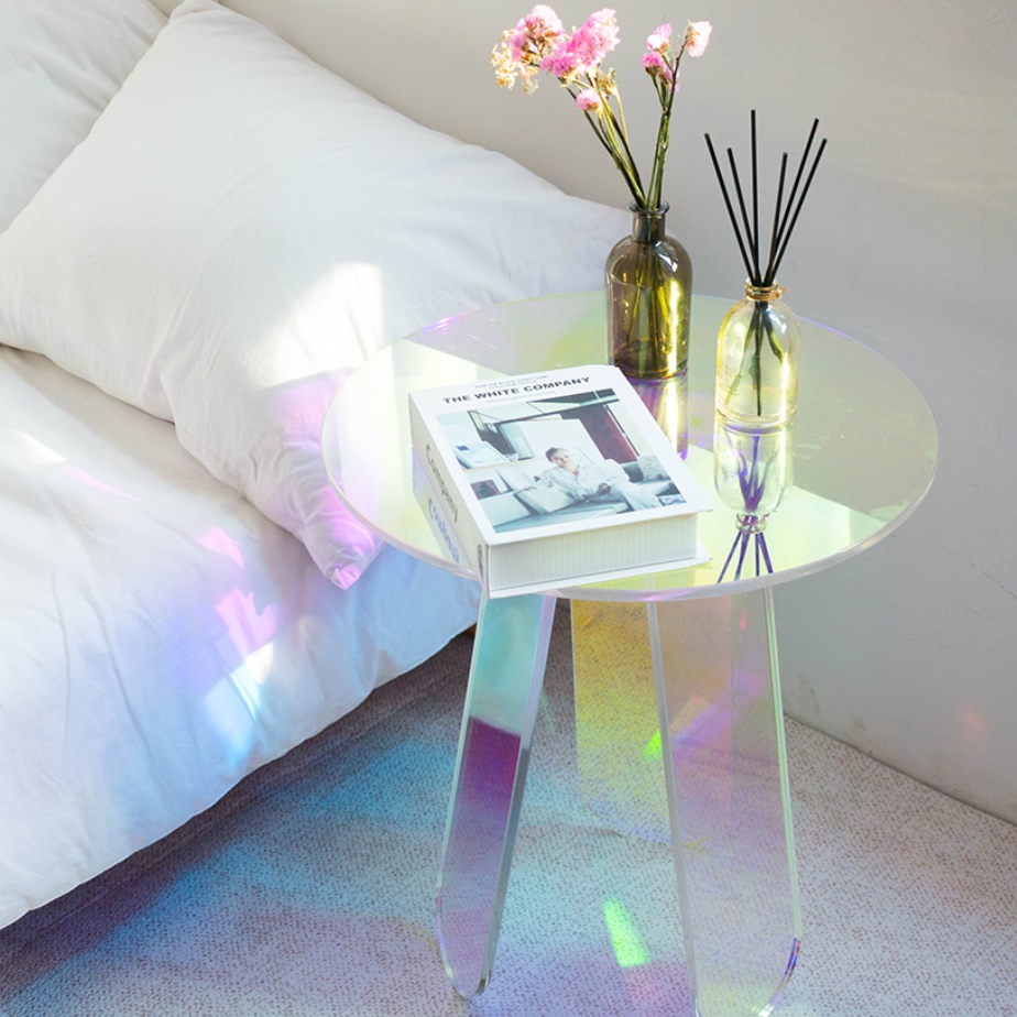 홀로그램 테이블 레인보우 테이블 높은 거실 소파 투명 아크릴 테이블