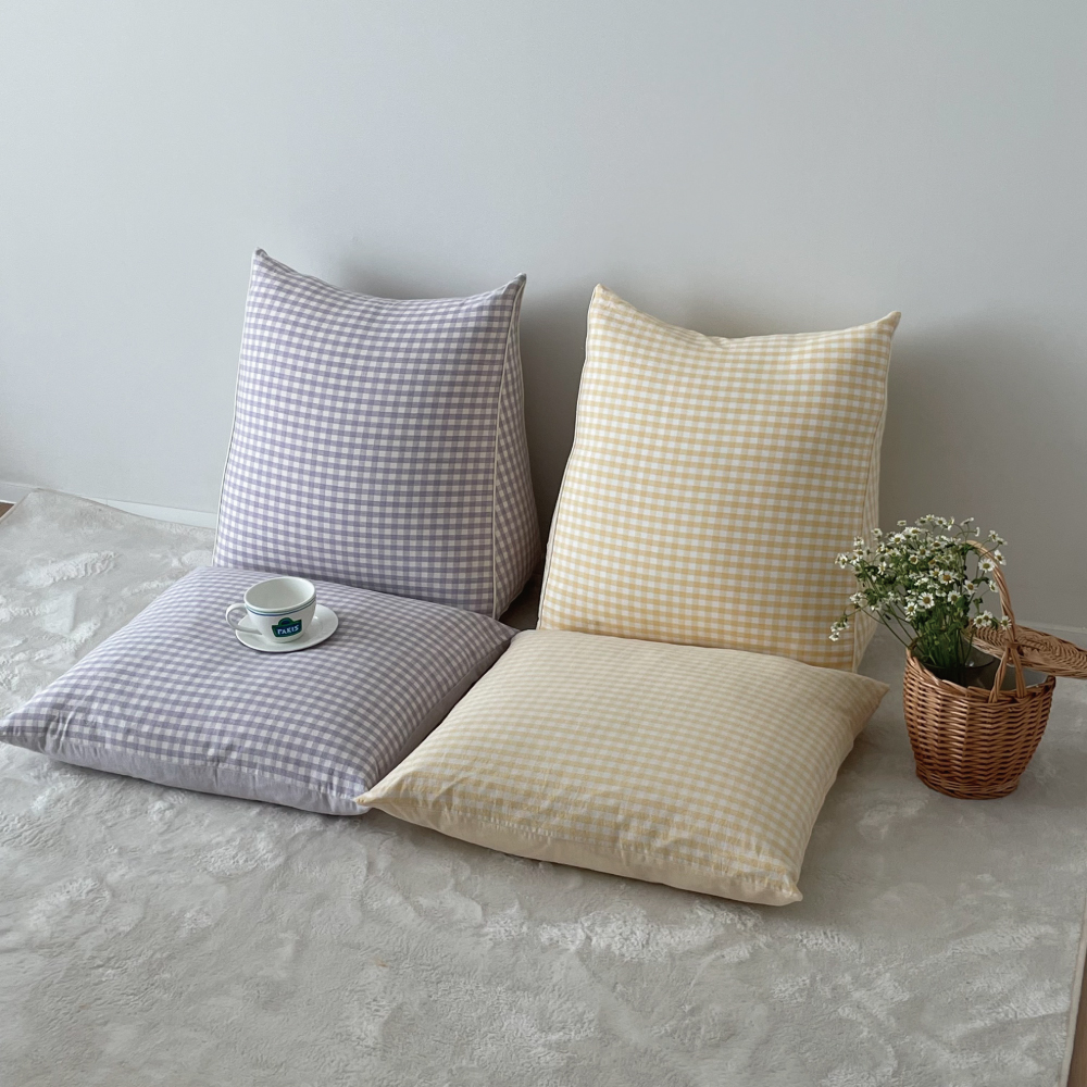 집앤콕 방석 사무실 식탁 의자방석 체크 두꺼운 대형 108배 절방석 40x40