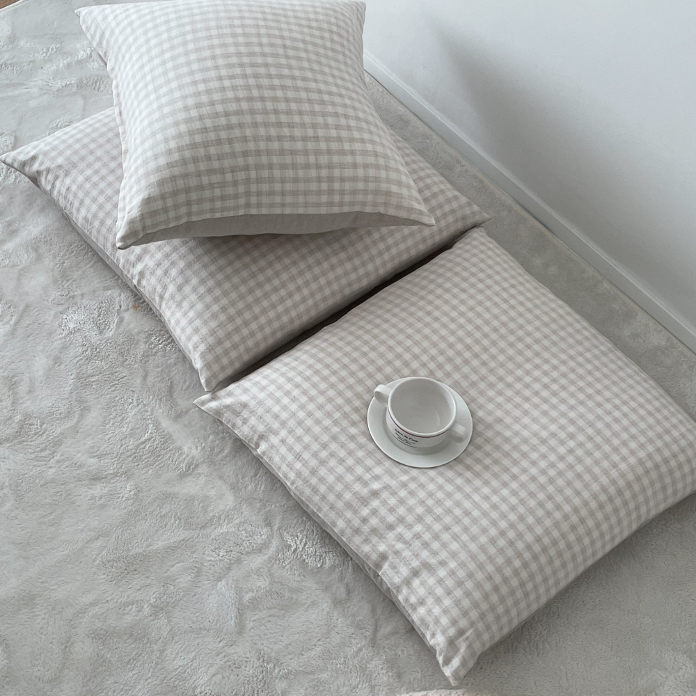 집앤콕 방석 사무실 식탁 의자방석 체크 두꺼운 대형 108배 절방석 40x40