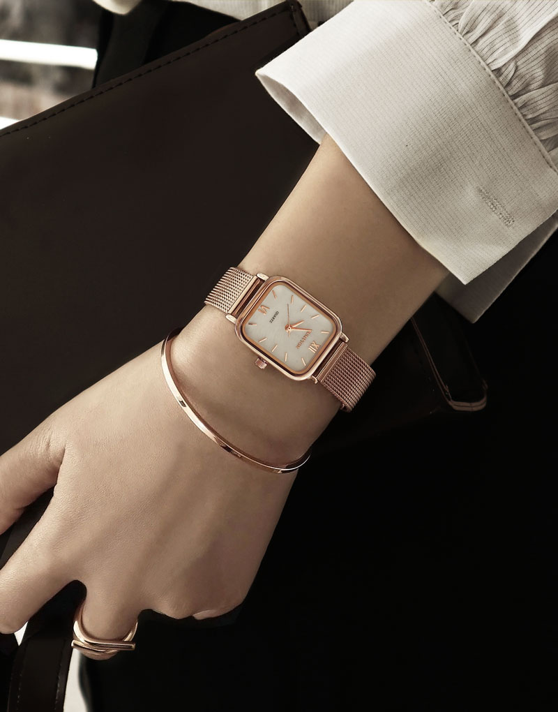 여자시계 메쉬워치 럼튼 하버 화이트 로즈골드