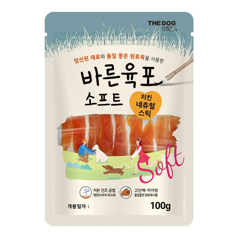 더독 바른육포 소프트 치킨 네츄럴 스틱, 100g, 1개 - 메인 이미지