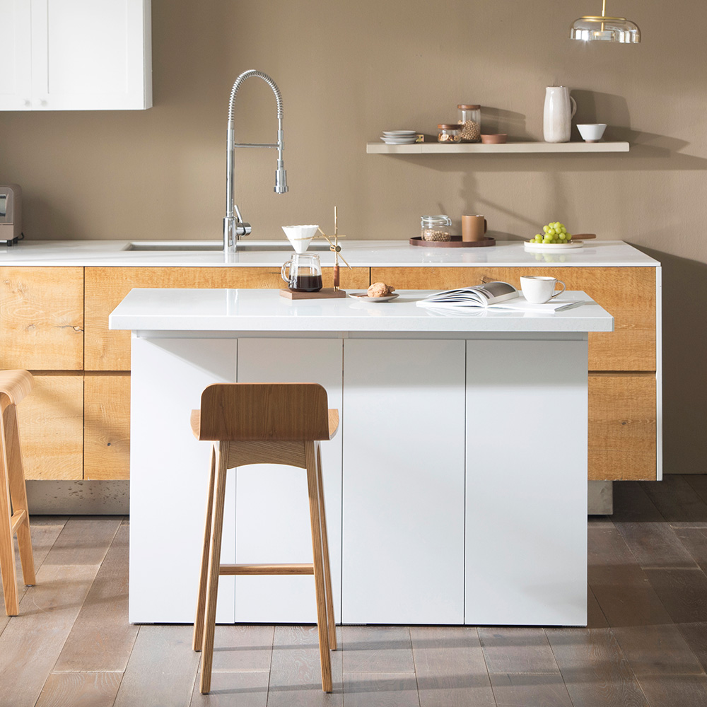 장인가구 리들리 케이 인조대리석 조리대 아일랜드 식탁 1400 수납형